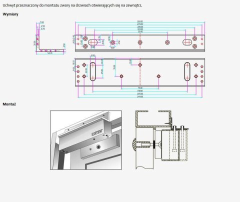SCOT Uchwyt montażowy SCOT BK-800L2 typu "L" do drzwi otwieranych na zewnątrz