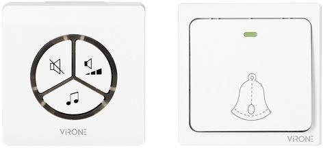 VIRONE Dzwonek bezprzewodowy VIRONE DB-3 bezbateryjny przycisk,learning system,80m