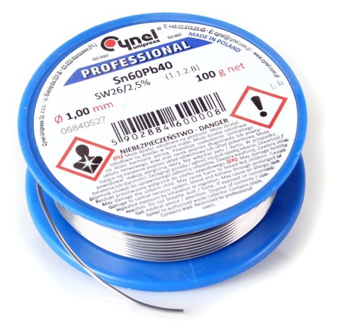 CYNEL UNIPRESS CYNA LUTOWNICZA CYNEL SZPULKA 100G 1MM Sn60Pb40 SW26