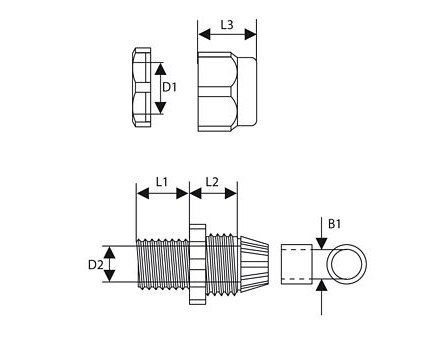 TRYTYT Dławica kablowa z gwintem PG-21 jasnoszary (1szt.)