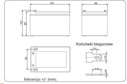 ALARMTEC Akumulator AGM ALARMTEC serii BP 12V 12Ah