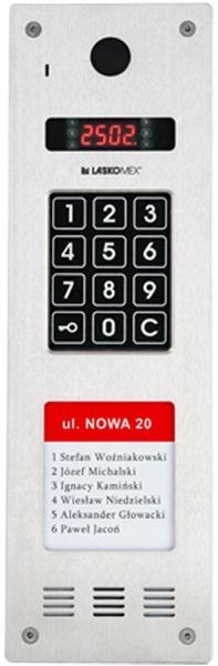 LASKOMEX Laskomex CP-2533NR-040 Wąski panel audio pionowy, ze stali nierdzewnej, z czytnikiem RFID i DŁUŻSZĄ listą lokatorów (kompatybiln