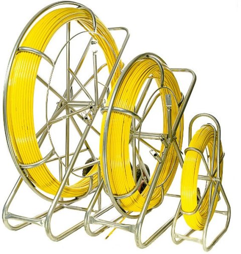 OEM WŁÓKNO SZKLANE DO PRZECIĄGANIA KABLI 8mm / 150m (PILOT / STALKA) PE + STOJAK