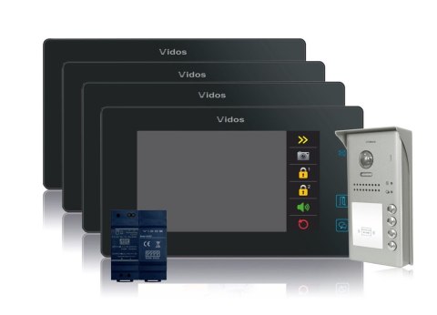 VIDOS Wideodomofon 4-rodzinny VIDOS DUO 4 x M1021B / S1104A
