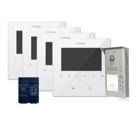 VIDOS Wideodomofon 4-rodzinny VIDOS DUO 4 x M1022W / S1104A