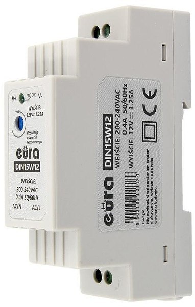 EURA ZASILACZ DIN ''EURA'' DIN15W12 12V 1,25 A DC