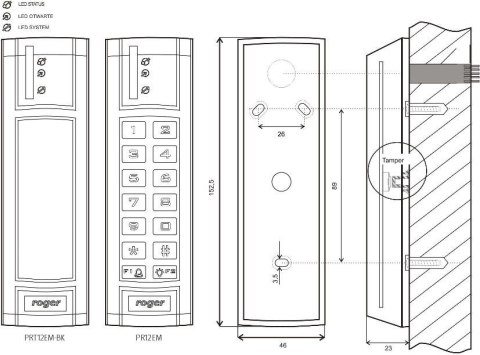 ROGER Czytnik zbliżeniowy ROGER PRT12EM-BK