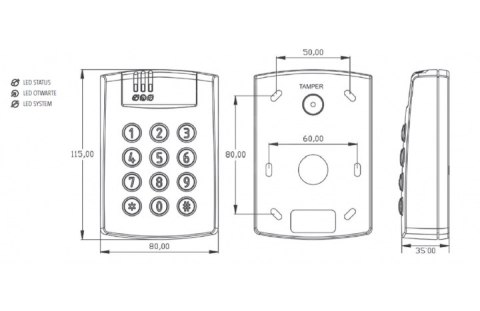 ROGER Czytnik zbliżeniowy ROGER PRT64MF