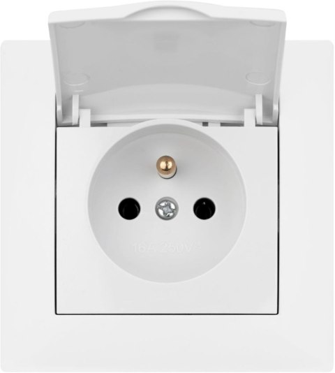VCX Gniazdo pojedyncze z klapką i uziemieniem VCX WESA LC 52 Biały