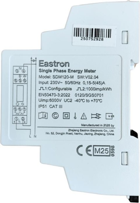 VCX Licznik energii jednofazowy z Modbus dwukierunkowy VCX SDM120M (MID)